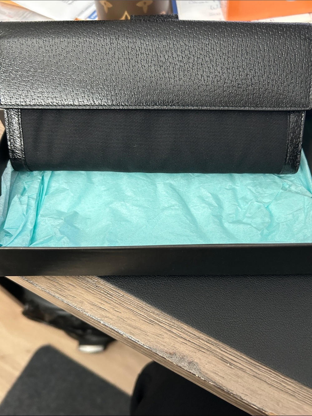 NEW Gucci Leather & Canvas Long Black Wallet - Picture 3 of 8